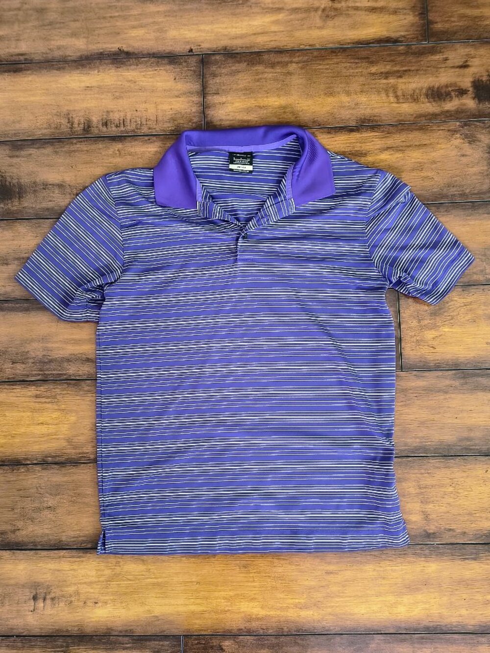 Nike Golf Dri-Fit Striped Polo Shirt Purple White Men's Small